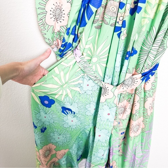 Anthropologie Floral Off-Shoulder Maxi Dress - Blue and Green - Picture 5 of 10